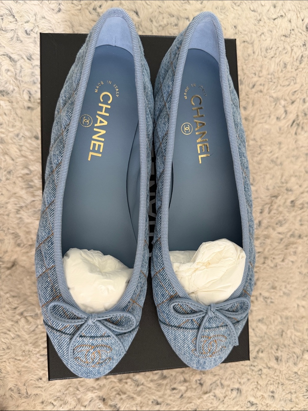 Chanel Light Blue Denim Ballerina Flats 26